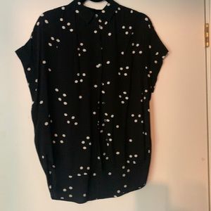 High low black and white polka dot Madewell blouse